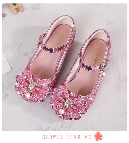 Baby Girls Princess Shoes Party Butterfly Crystal High Heels Sandal Children Dance Glitter Diamond Shoe Kids Walk Show Shoes