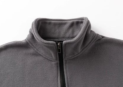 Camisa esportiva masculina de gola alta com meio zíper e manga comprida para outono e inverno, blusa casual masculina mais grossa