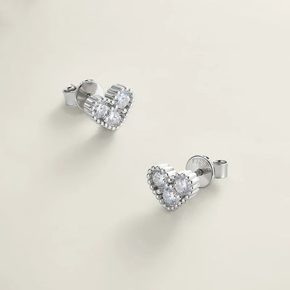 D Vvs1 3mm Cute Moissanite Stud Earrings for Women Elegant Heart Shape Ear S925 Sterling Silver Jewelry Birthday Gifts