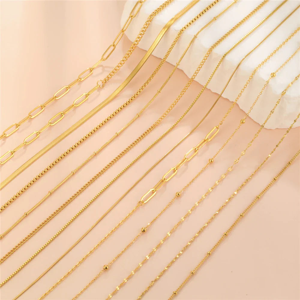 Stainless Steel Gold Color Chain Necklace Women Minimalist Cuban Paperclip Twisted Snake Chain Fashion Jewelry Wholesale