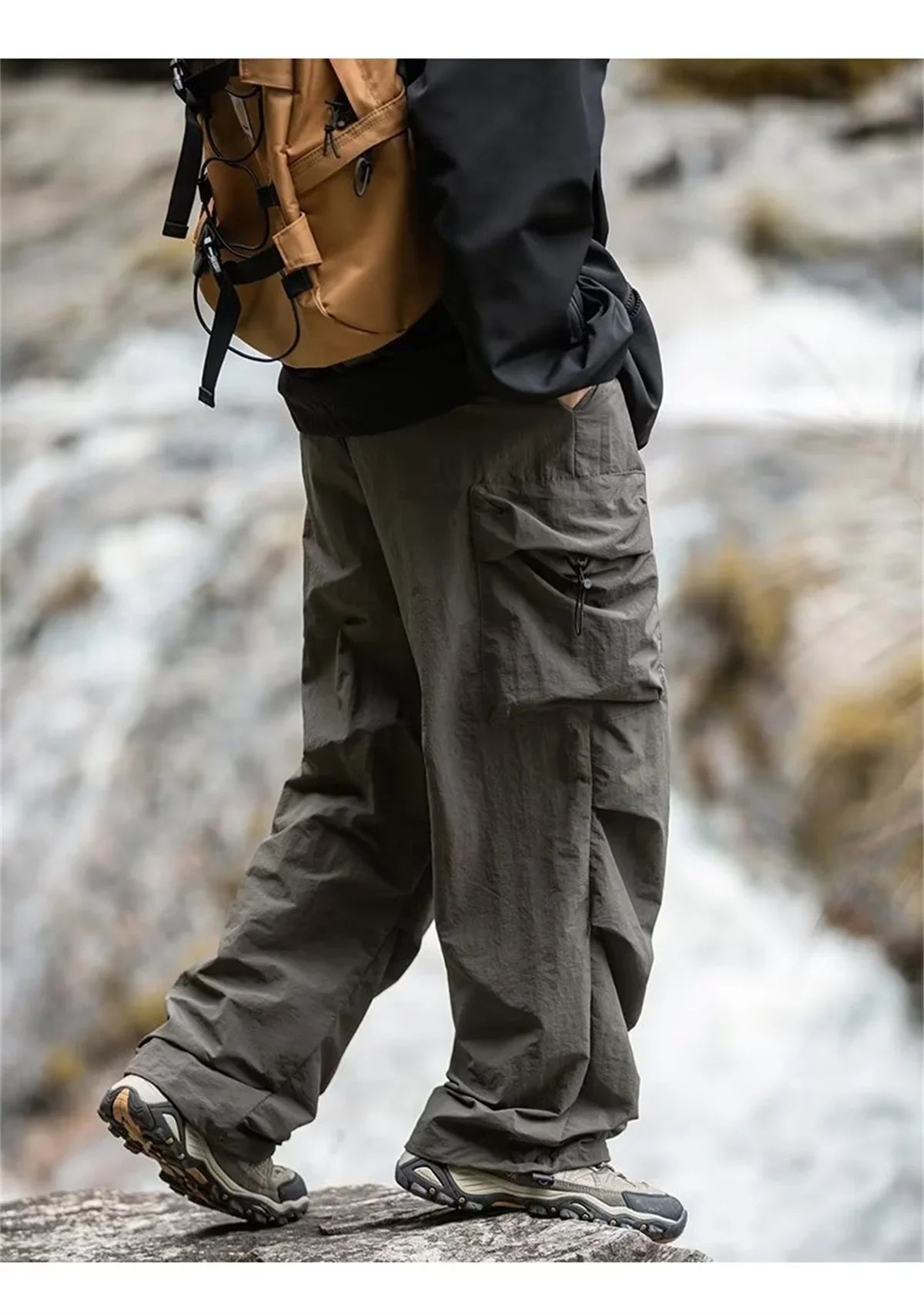Vintage Baggy Hiking Cargo Pants Men Waterproof Casual Sport Jogging Sping Summer Parachute Pants Outdoor Wide Leg Trousers