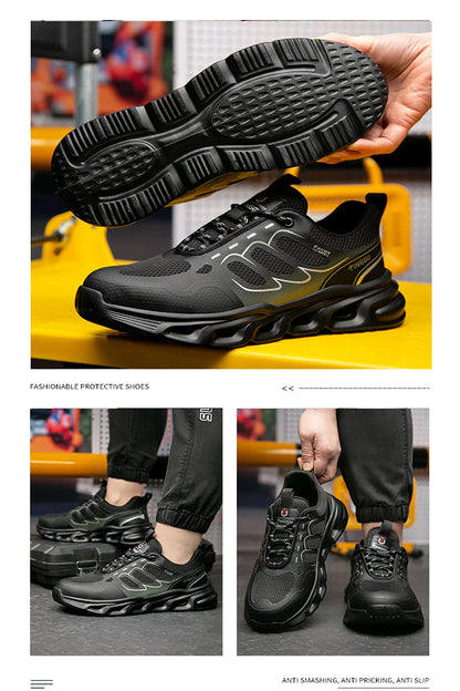 NEW Rotary Buckle Security Boots for Men WorkSneakers Women Boots Breathable Steel Toe ShoesSafety Puncture-Proof Men Boots