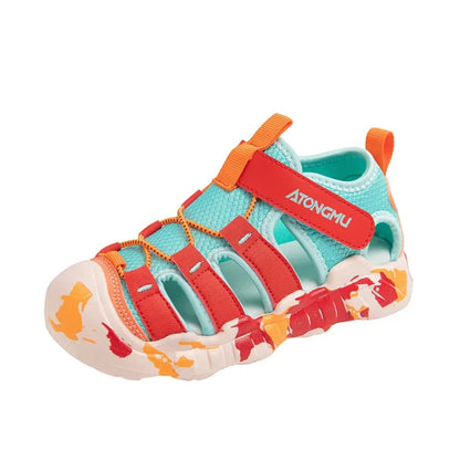Children Summer Sports Sandals Girls Beach Outdoor Non-slip Hiking Shoes Boys Hollow Breathable Anti Collision Round Toe Sandals
