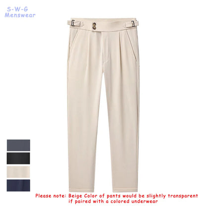 Quality Mens Business Casual Pants Elastic Dress Pants Stretch Golf Pants Black Grey Beige Summer Spring Pants