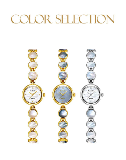 Luxury Ladies Watches Gold Small Dial Natural Shell Bracelet Clock Gifts For Women Lady Fashion Dress Quartz Wristwatch