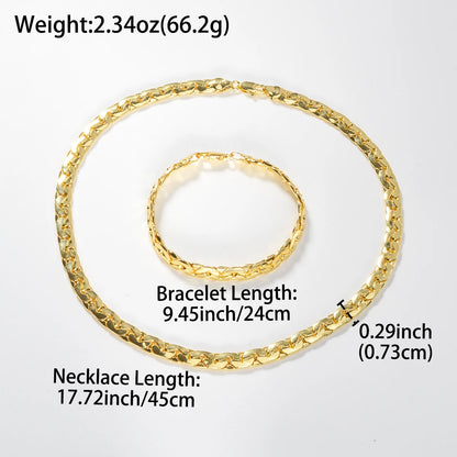 Sunny Luxury Copper Alloy Necklace Bracelet Women's Set Flat Cuban Chain Punk Style Suitable Party Jewelry Gifts