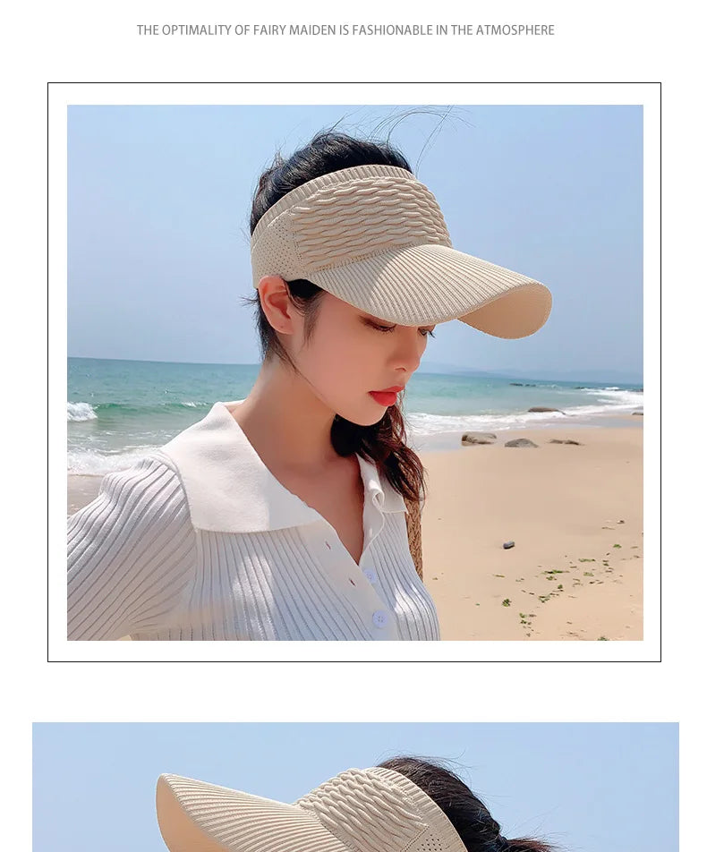 Anti-UV Sun Hats Breathable Adjustable Empty Top Visor Caps for Men