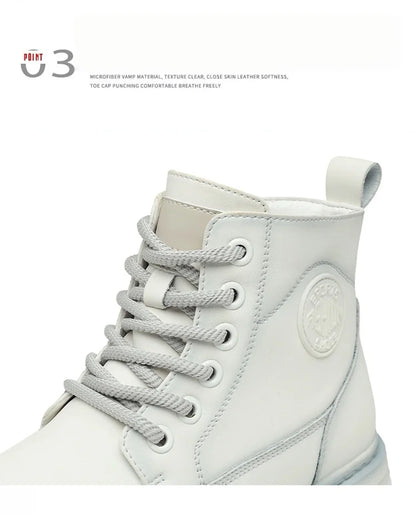New autumn and winter men's boots rain boots high-top fashion side zipper motorcycle boots men's outdoor warm booties lacing 46