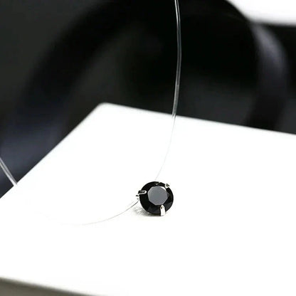 5 Colors Dazzling Zircon Necklace Invisible Transparent Fishing Line Simple Pendant Necklace Jewelry For Women Pearl Jewelry