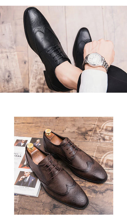 Men's Dress Shoes High Quality Oxford Leather Shoes Men Classic Casual Business Brogues Leahter Shoes Men Wedding Formal Shoes