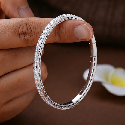 2.5mm Moissanite Tennis Bangle for Women Men S925 Silver Bezel Set Diamond Hard Bracelet With GRA Certificate Fine Jewelry Gift