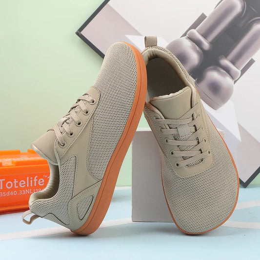 Sapatos com Bico Largo Unissex de Malha Respiráveis Casuais Masculinos Sapatos Confortáveis para Caminhada ao Ar Livre Descalço Esportivos