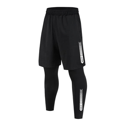 Men's 2 Piece Running Set Quick Dry Sport Shorts with Compression Tights for Gym Fitness Jogging Basketball