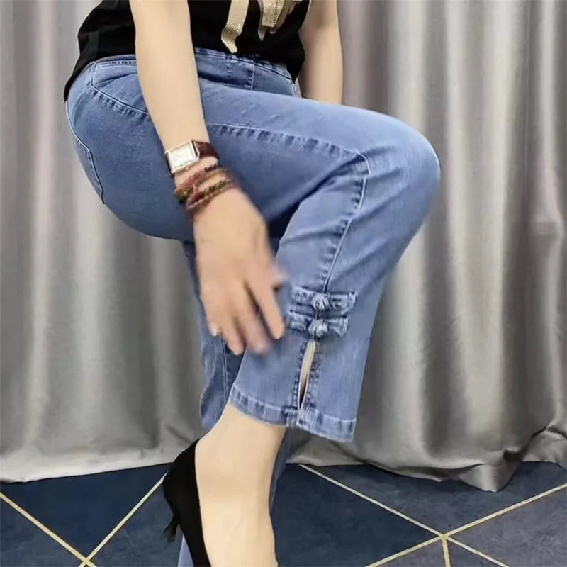 Women Jean Loose Straight Ankle-Length Cowboy Pants