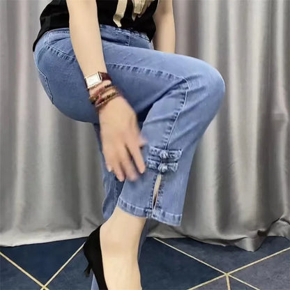 Women Jean Loose Straight Ankle-Length Cowboy Pants