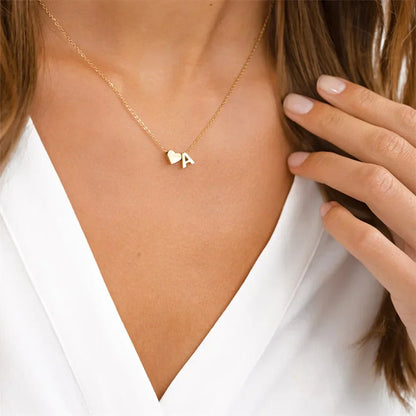 6MM Heart Dainty Initial DIY Necklace Gold Color Letter Choker Necklace For Women Pendant Jewelry Gift