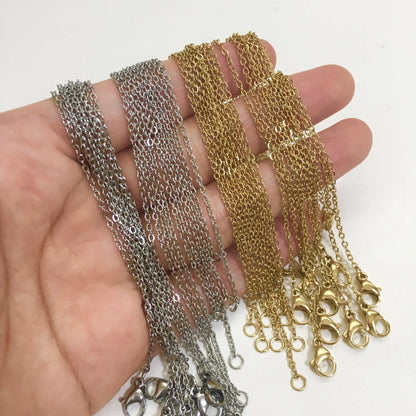 Stainless Steel Chains Necklace Woman 10pcs/lot Bulk Wholesale DIY Rolo 2mm Chain No Fade Choker For Jewelry Making