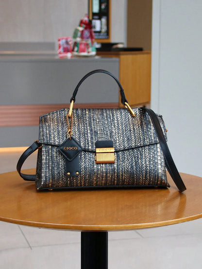 2025 new retro blue snake-shaped high-grade handbag fashion luxury luxury handbag lightweight large-capacity one-shoulder messen