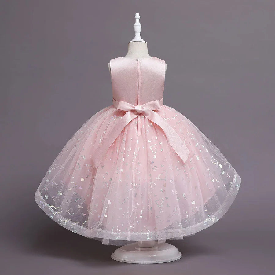 Summer Children's Wedding Celebration Party Evening Dress Sleeveless Sequins Formal Ball Birthday Party Girl Princess Dress