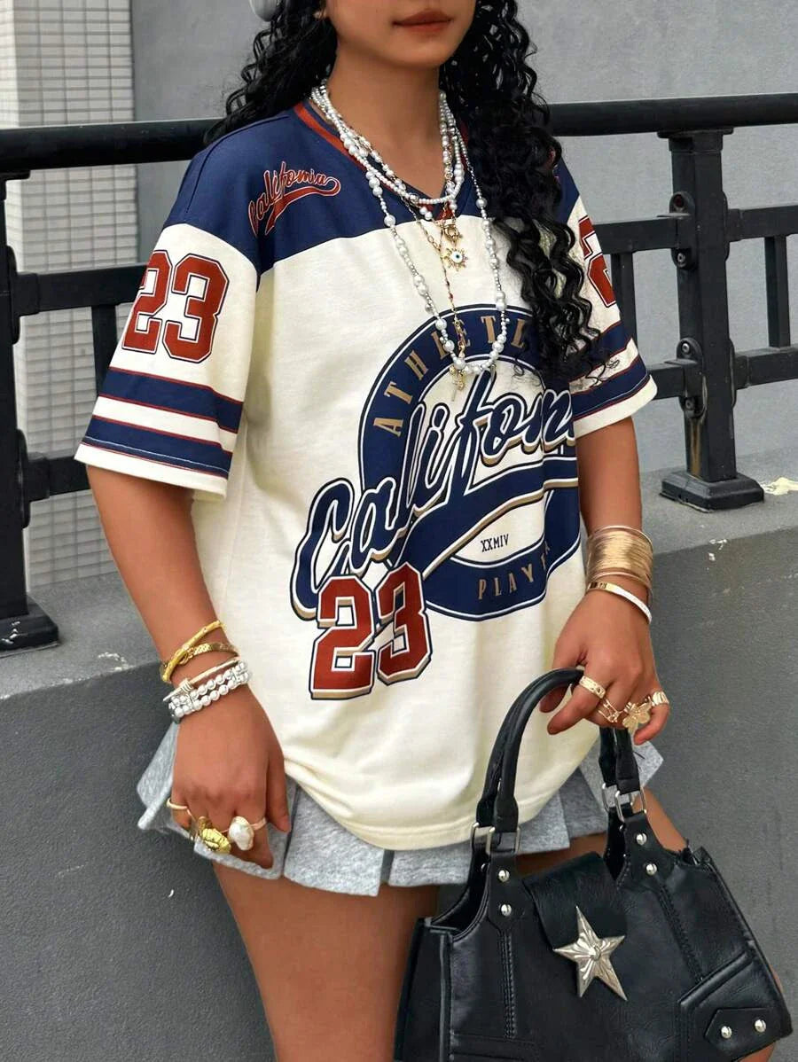 Men's California 23 Printed V-Neck Short Sleeve T-Shirt Summer Graphic Tee Baseball Jerseys Plus Size Women's Sport T-Shirt