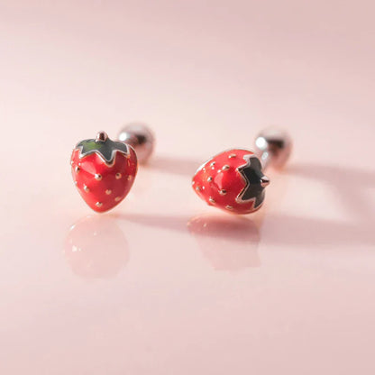 Real 925 Sterling Silver Mushroom Piercing Screw Ball Stud Earrings for Women Minimalist Fine Jewelry Plant Accessories