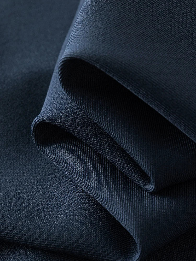 2025 New Arrival Women Zipper Waist Office Lady Elegant Grey Skirt Pleated Design Navy Blue Color Long Skirt Daily Outfits