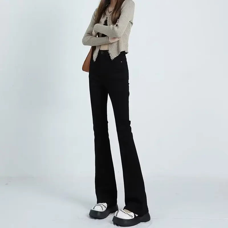 Women's Autumn Winter Petite Bell-bottom Pants