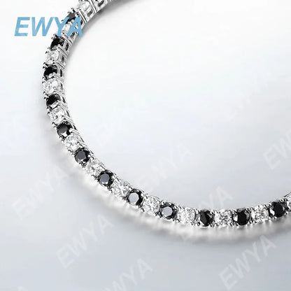 3mm 0.1CT Gradient Color Black Grey White Moissanite Diamond Tennis Bracelet for Men Women Unisex 925 Silver Link Bracelets