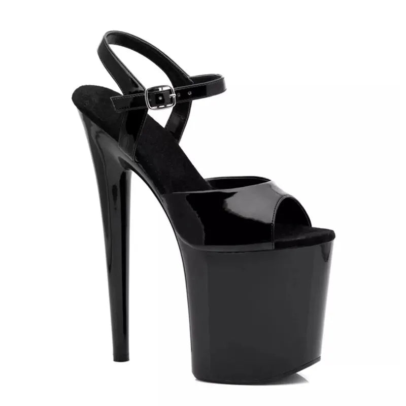 Sexy Platform 20CM Super High Heels Summer Model Runway Sandals Trend Women Shoes Fashion Ankle Strap Black Red White Sandals