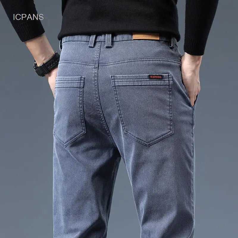 Smil Straight Men Jeans Autumn casual black gray  denim trousers pants for man korea clothing