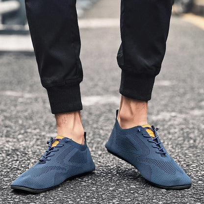 Sapatos Masculinos de Verão em Malha, Sapatilhas Planas para Uso Exterior, Sapatos de Caminhada de Alta Qualidade, Confortáveis, com Cadarço, Respiráveis, Antiderrapantes, Casuais
