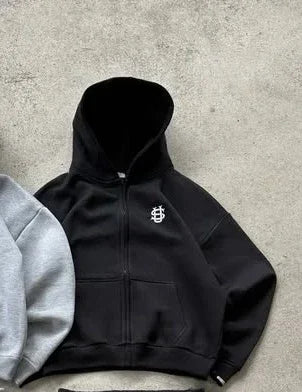 Embroidered casual zipper hoodie sweatpants two-piece set Y2K clothing men's hip-hop oversized sweatpants casual pants