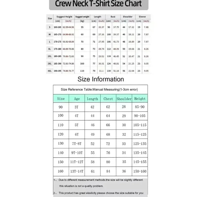 Printed Summer New Men's T-Shirt 2026 Spring and Summer New Style Street Hip Hop Casual Loose Parent-child Top