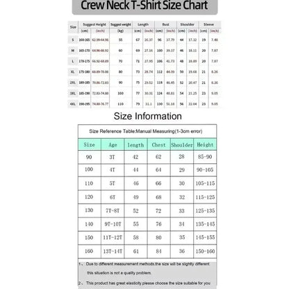 Printed Summer New Men's T-Shirt 2026 Spring and Summer New Style Street Hip Hop Casual Loose Parent-child Top