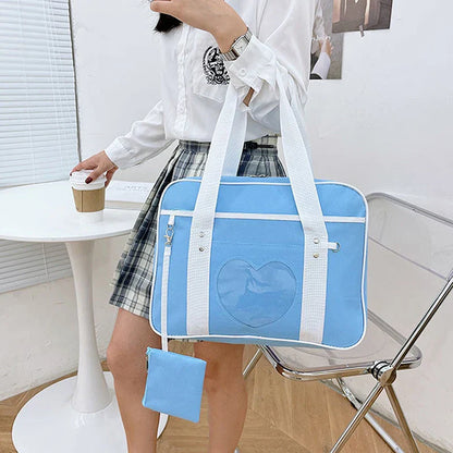Japanese Lolita Heart JK School Uniform Bags Fashion Women Oxford  Women Student PU Handbag Cosplay Anime Shoulder Bag