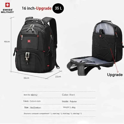 Laptop Backpack Waterproof USB Charge Port Swiss-style Multifunctional Rucksack Schoolbag Mochila Hiking Travel bag