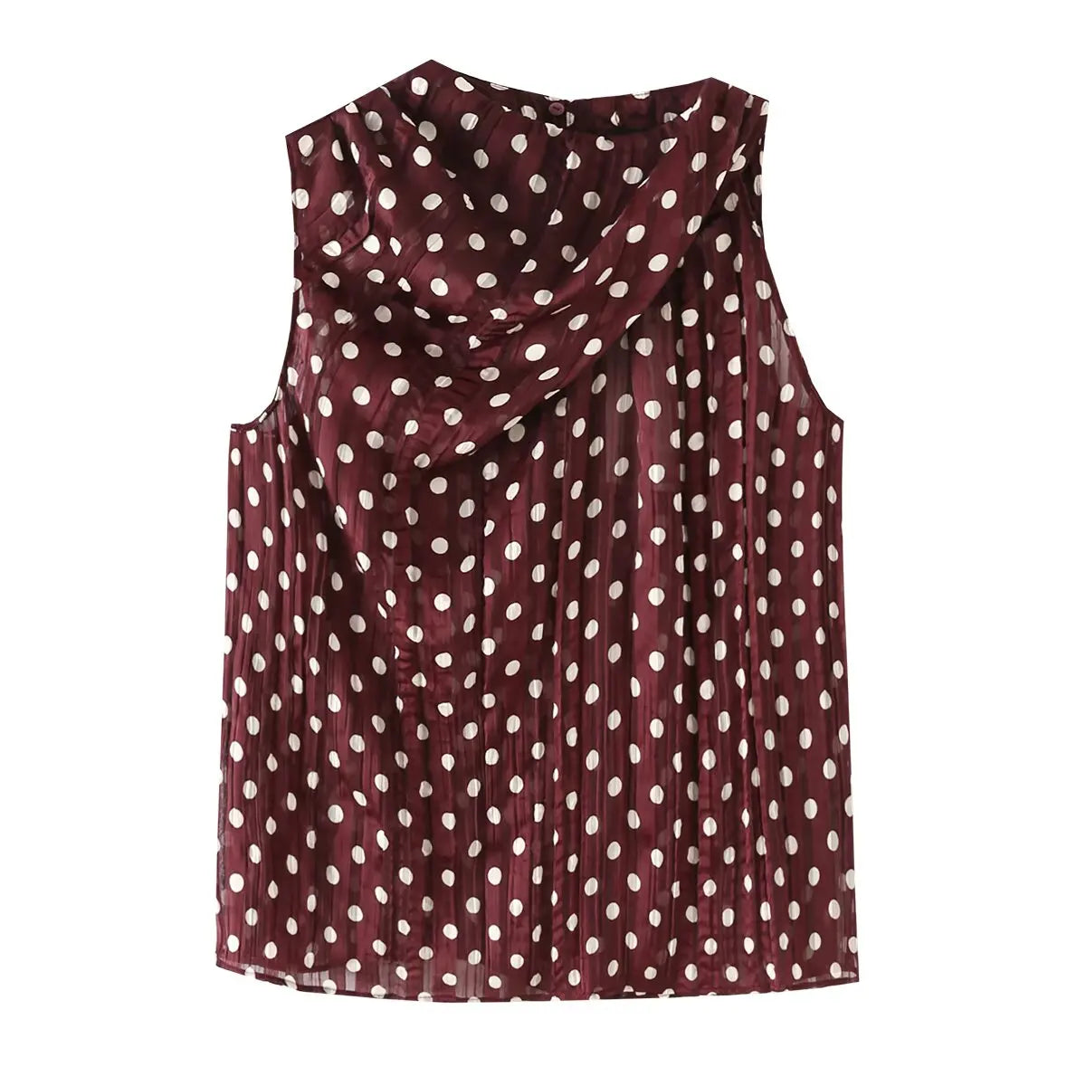 Chic Summer Elegant Brown Woman Blouse Polka Dot Fashion 2026 O-Neck Vintage Sleeveless Shirt Teacher Loose Mujer Vest