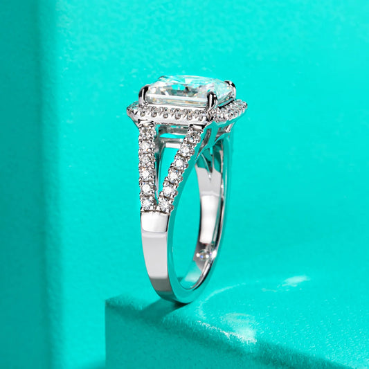 3ct Radiant Cut D Color Moissanite Vintage Engagement Ring 18K Gold Plated Luxurious Wedding Ring for Women Jewelry