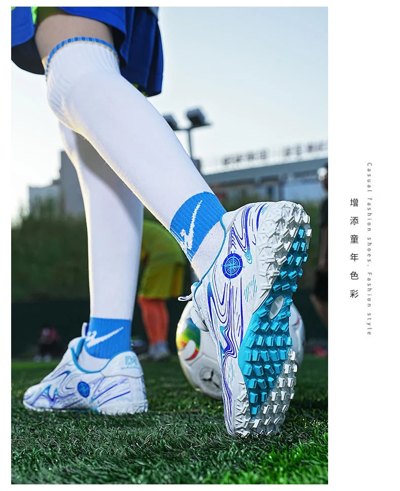Kids Soccer Cleats Boys Girls Professional Football Shoes FG/TF Grass Training Non-Slip Athletic Sneakers Breathable Comfortable