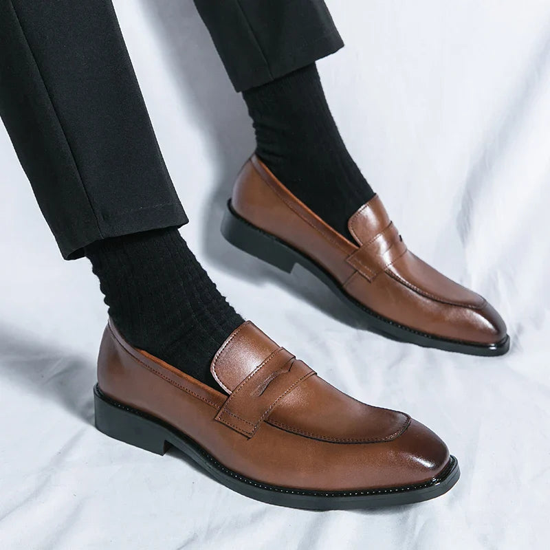 Men's Dress Shoes Classic Casual Business Leather Shoes Men Retro Oxfords Formal Social Wedding Office Leather Shoes For Men