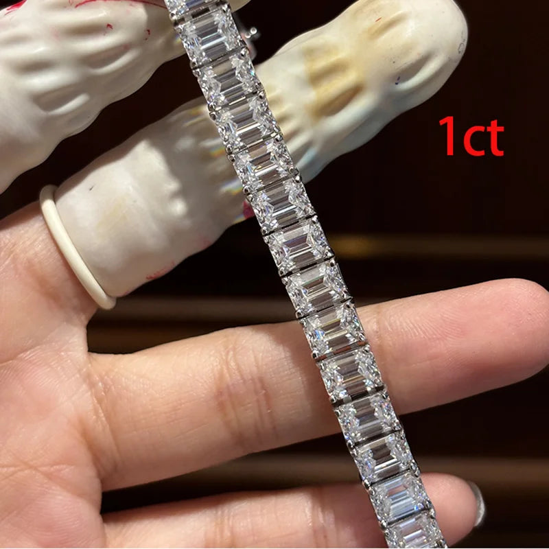5*7mm 1ct Emerald Cut Moissanite Bracelets For Women Man S925 Silver Lab Diamond Bracelet Wedding Party Fine Jewelry