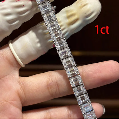5*7mm 1ct Emerald Cut Moissanite Bracelets For Women Man S925 Silver Lab Diamond Bracelet Wedding Party Fine Jewelry