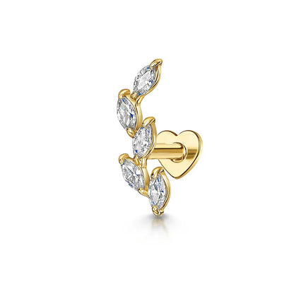 1PC 925 Sterling Silver Crown Horse Eye Zircon Heart Flat Head Cartilage Piercing Stud Earring For Women Claasic Earring