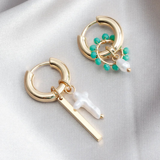 Geometric Crystal Asymmetric Dual-use Ear Buckle Earrings for Women Jewelry