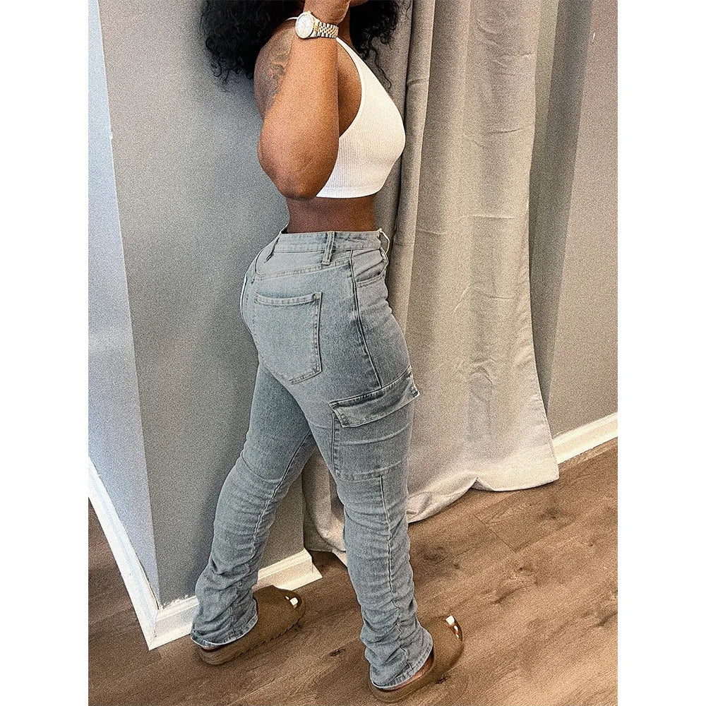 Fashionable and Personalized Low-waist High-elastic Jeans
