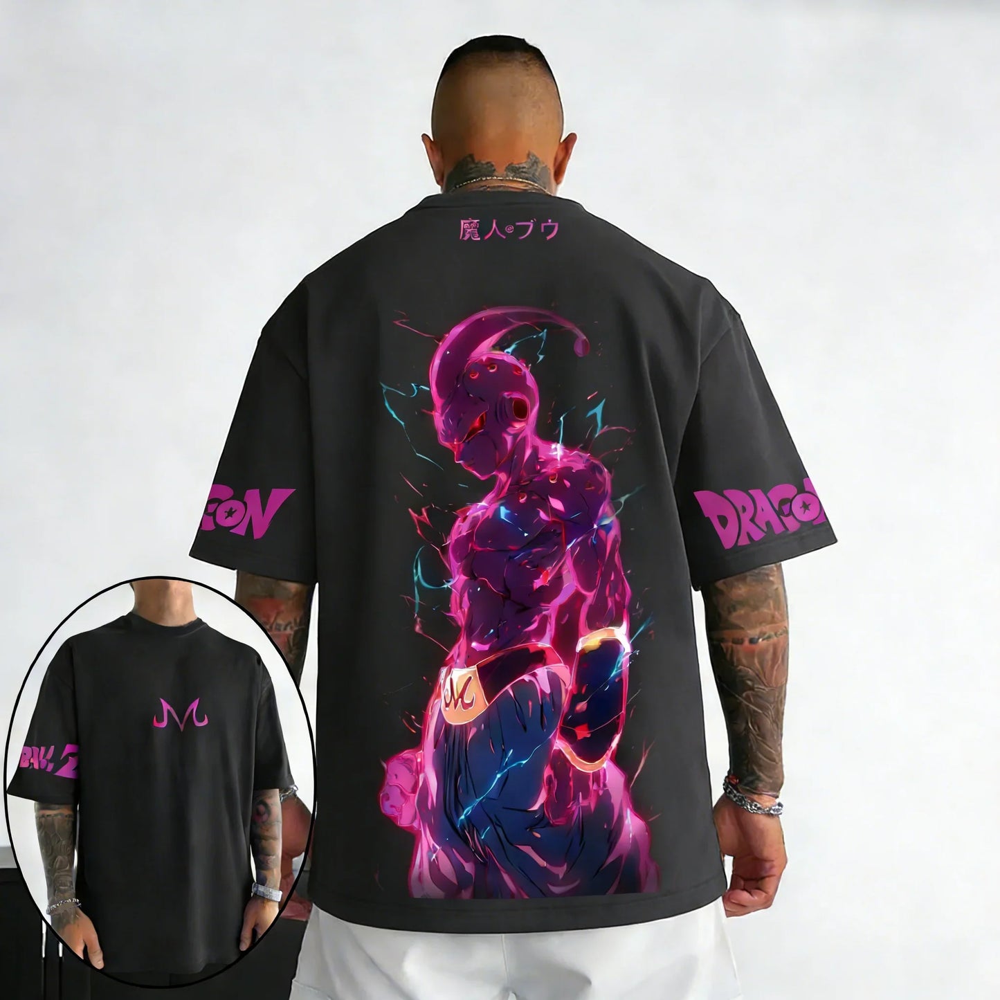 T-shirt Summer New Majin Buu Creative Printed Men's Harajuku Large Loose Casual Parent Child Top
