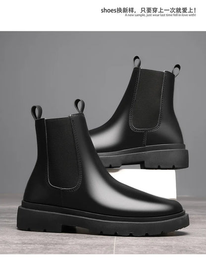 Men's Autumn Chelsea Boots Outdoor high top fashion shoes British style  versatile mid top boot Casual comfortable male shoe