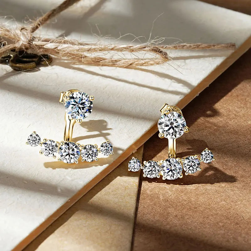 2 in 1 Full D Color Moissanite Stud Earrings for Women S925 Silver 4.6cttw All Diamond Earring Pierced Ear Fine Jewelry