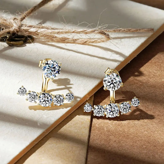 2 in 1 Full D Color Moissanite Stud Earrings for Women S925 Silver 4.6cttw All Diamond Earring Pierced Ear Fine Jewelry