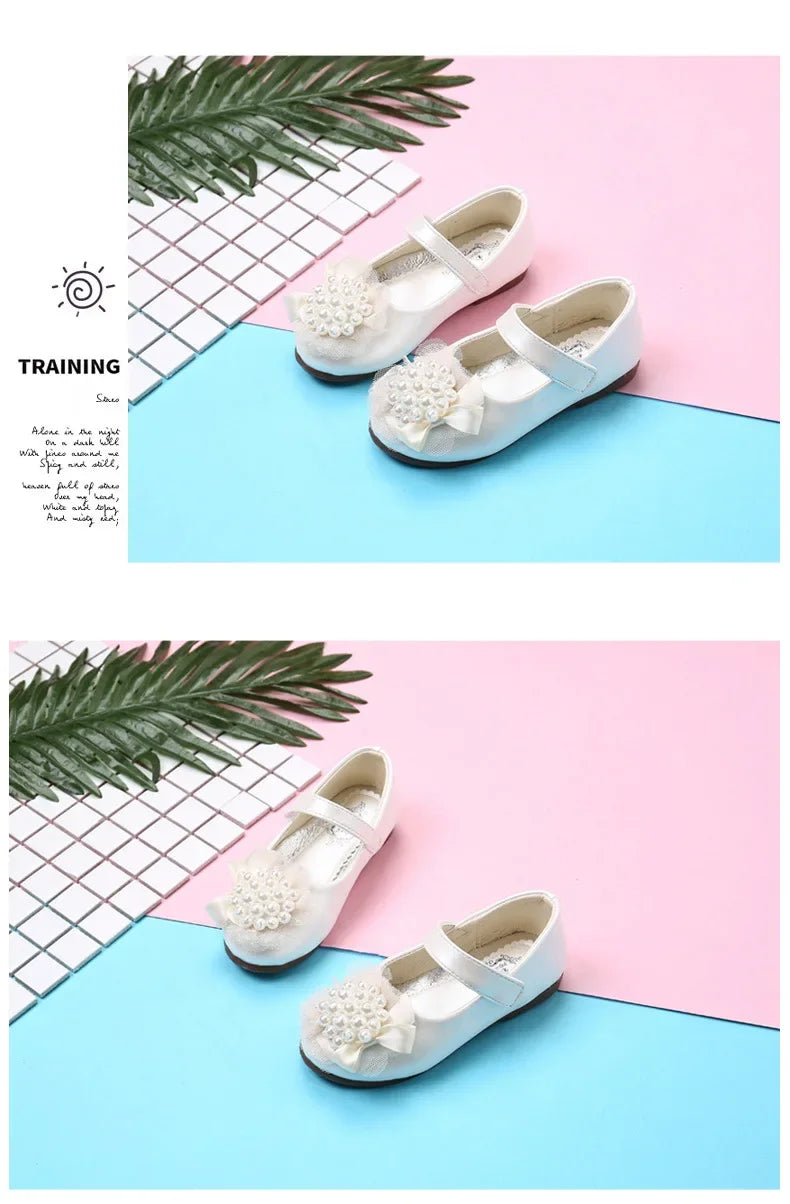 Girls Leather Shoes for Party Wedding Children Rhinestone Shoes Kids Princess Sweet Shoes 2025 Spring Autumn Brand Classic 26-38